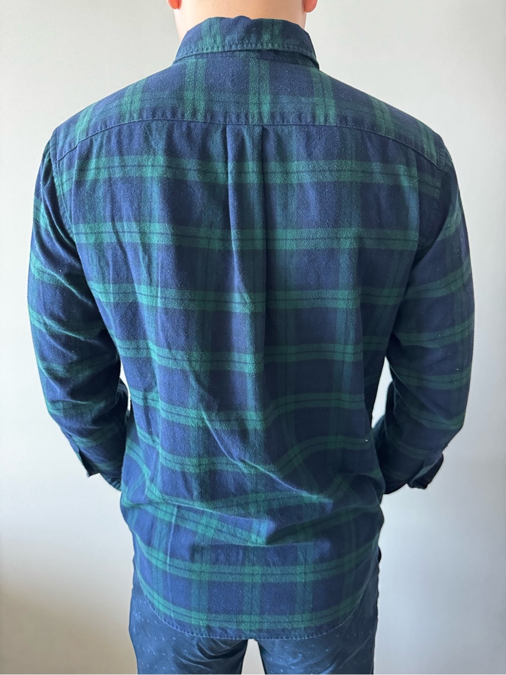 Uniqlo Blue & Green Plaid Flannel Button-Down Shirt